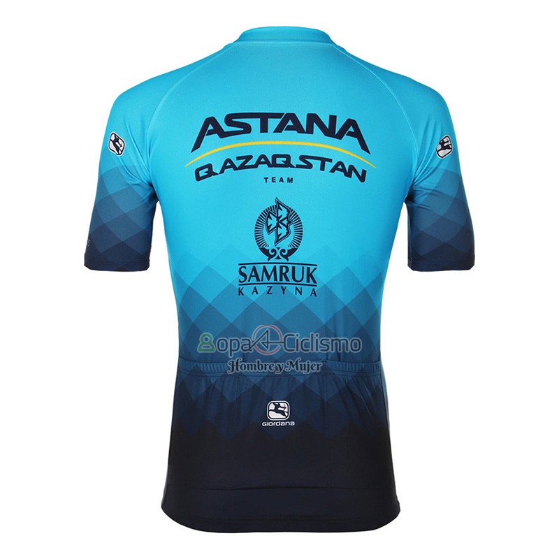 Astana Qazaqstan Team Ropa Ciclismo Culotte Corto 2023 Mangas Cortas Profundo Azul